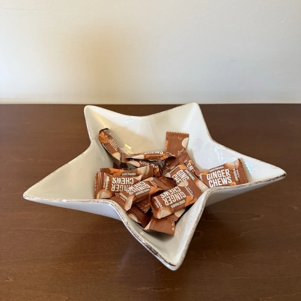 Pottery Barn Star Shaped Candy Bowl Dish Distressed Glaze Edge 9